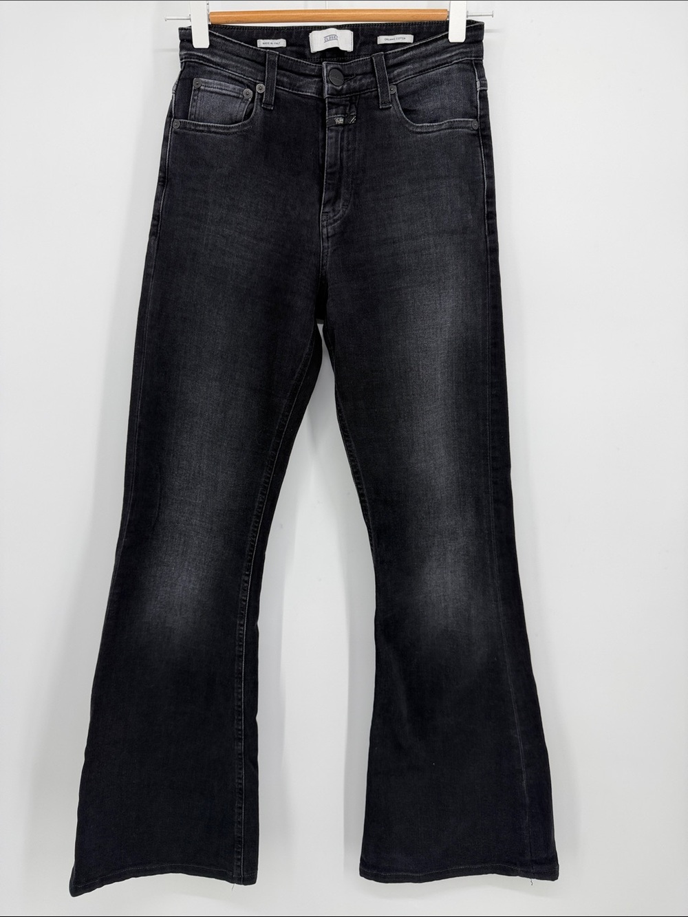 CLOSED Candiani Italian Denim Black Flare Jeans‎ Size 24 Made in Italy